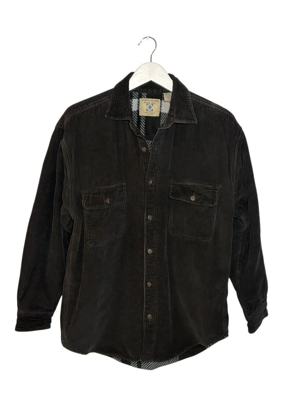 World Island fleece lined charcoal gray corduroy shirt jacket - M